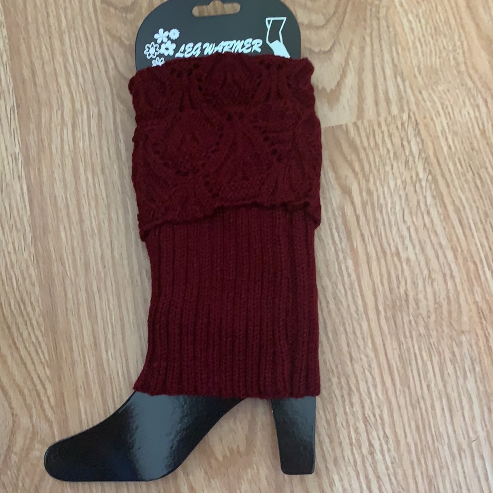 Knit leg warmers/boot cuffs-burgundy